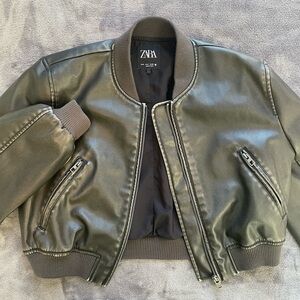 Zara Bomber Jacket Faux Leather